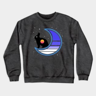 Synthwave Rabbit in the Moon (transparent) Crewneck Sweatshirt